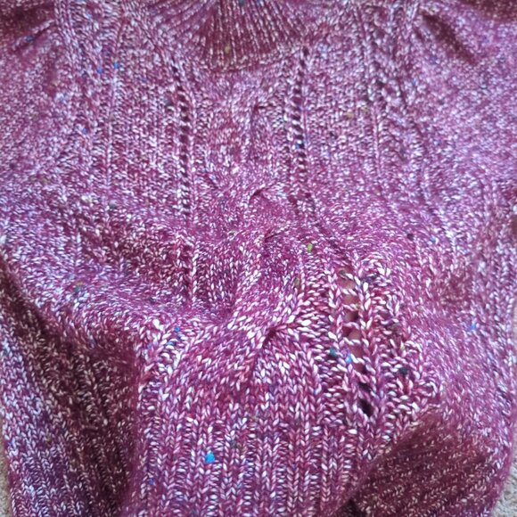 Rebecca Taylor Tweed Mockneck Pullover in Bordeaux Wool Alpaca Size Small - Picture 9 of 10